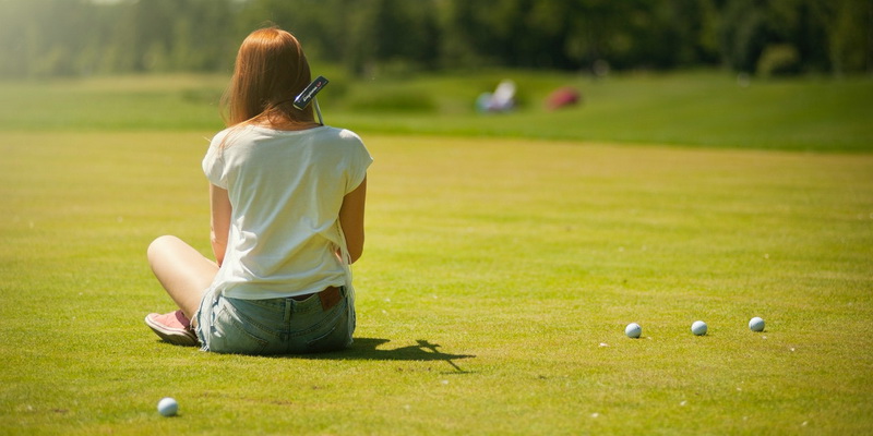 The girl rests after the game